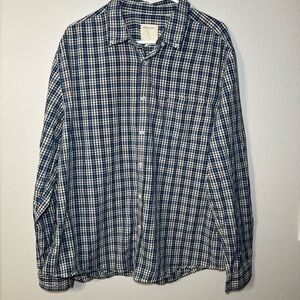 Life After Denim Men’s XXL Gray/Blue/White Plaid Button‎ Down Shirt